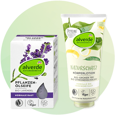 Козметика alverde с масло от лавандула и лосион с зелен чай и лимонена трева