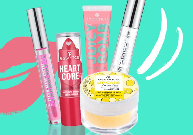 Слънце върху устните с продукти за устни на essence