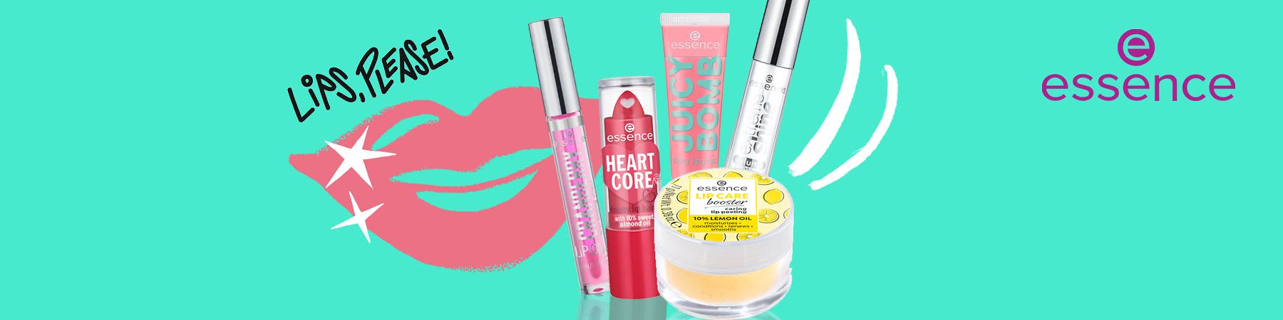 Слънце върху устните с продукти за устни на essence