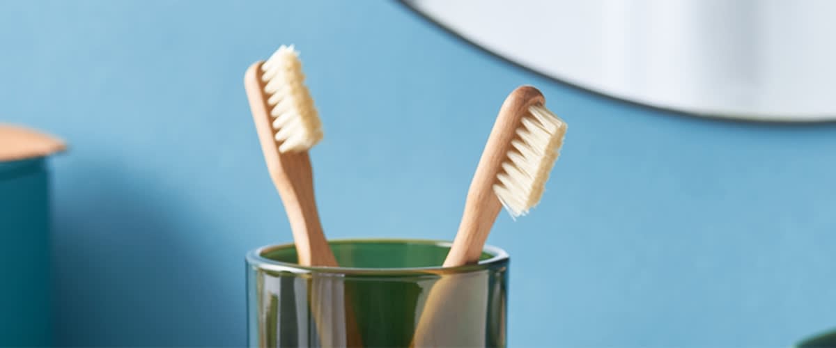 Две четки за зъби в чаша