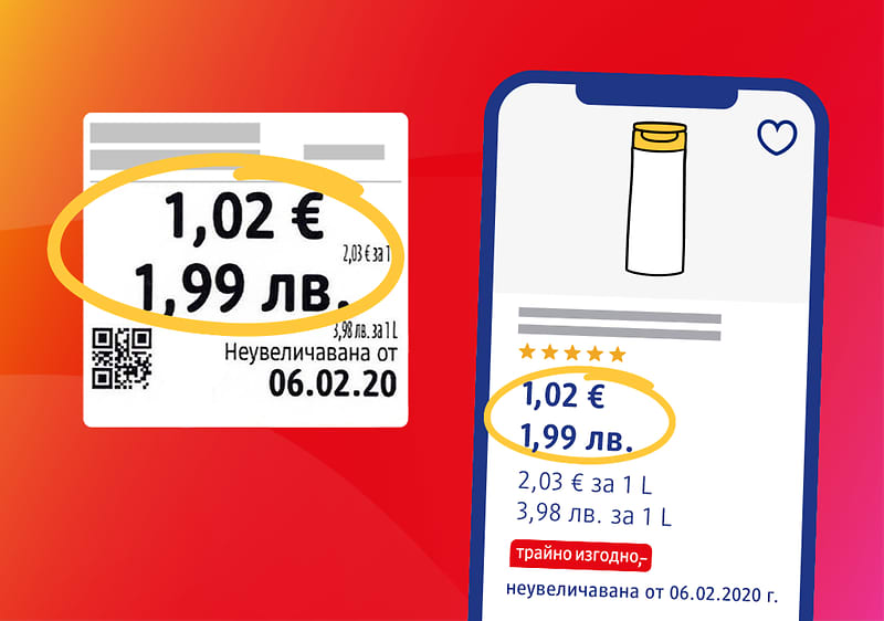 Preisschild im Laden und Smartphone mit Preisvergleich