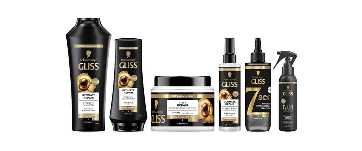 Козметика за коса Gliss комплект шампоан балсам маска и спрей