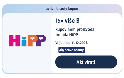 dm active beauty kupon za 15x više bodova kupovinom proizvoda brenda HiPP