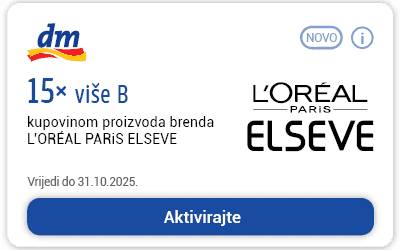 dm active beauty kupon za 15x više bodova kupovinom proizvoda brenda L'ORÉAL PARiS ELSEVE