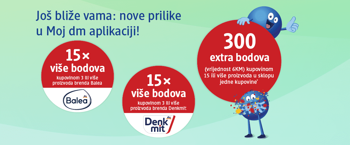 Dodatni bodovi koje je moguće ostvariti kupovinom proizvoda brendova Balea, Denkmit i kupnju u iznosu od 120 KM ili više