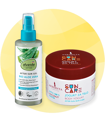 Bio-aloe vera gel i sun care body yogurt u pakovanjima za njegu kože