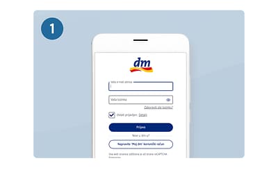 Korak1: Prijavite se ili se registrujte u 'Moj dm' račun
