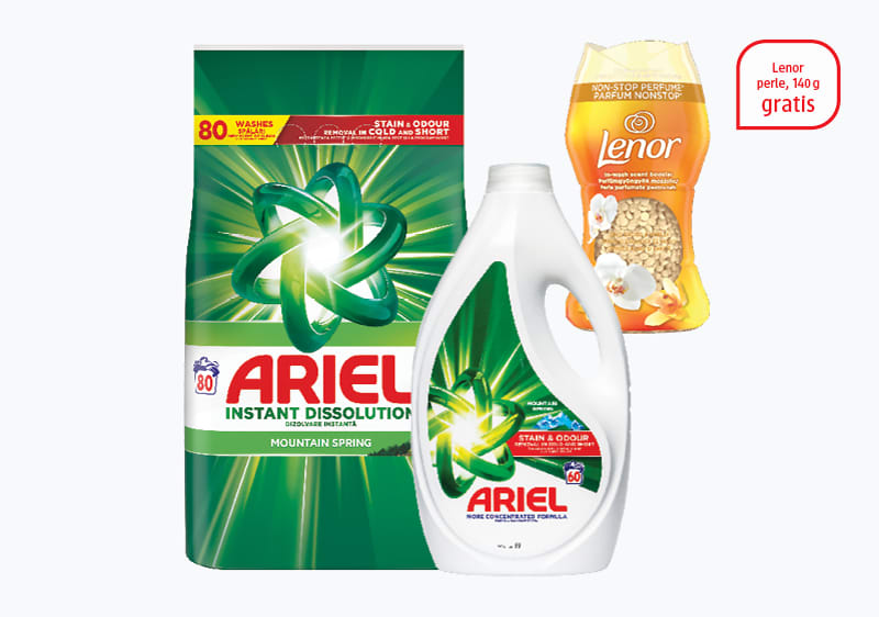 Ariel deterdženti za veš i poklon Lenor perle od 140g