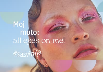 Lice djevojke našminkano rozom sjenom za oči