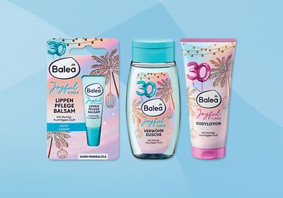Alt-tekst: Balea kozmetički set s balzamom za usne, gelom za tuširanje i losionom za tijelo