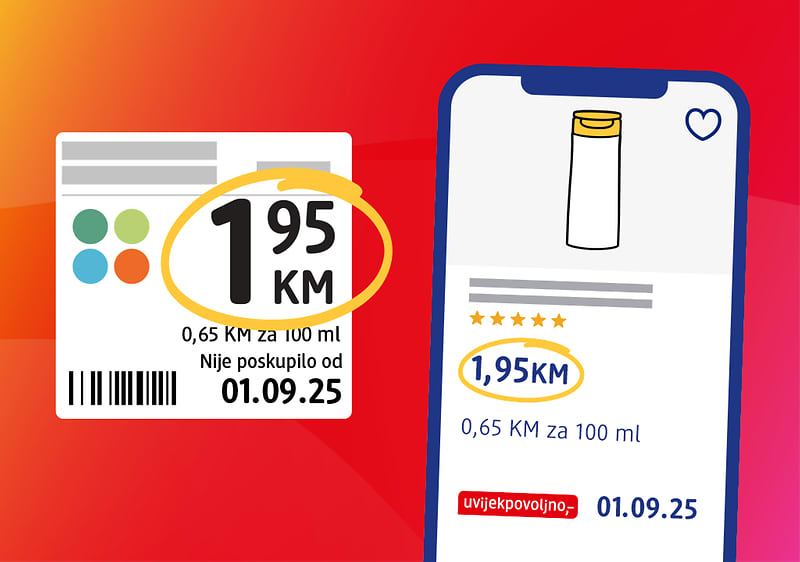 Cijena u dm trgovini i pametni telefon sa poređenjem cijena