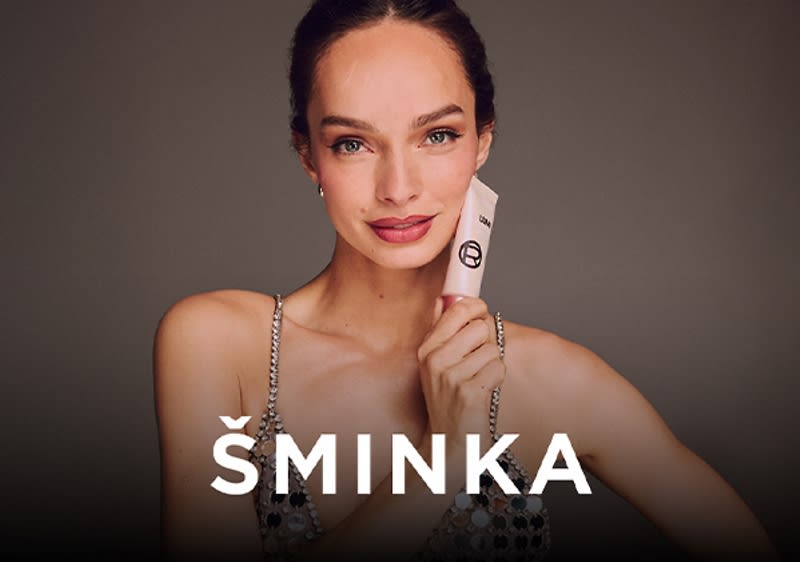 Žena drži make up proizvod brenda L'ORÉAL PARiS i natpis ŠMINKA