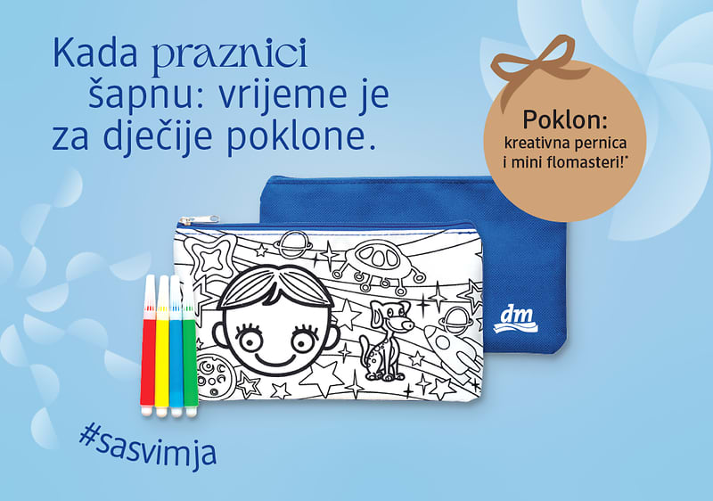 Poklon kreativna pernica i mini flomasteri