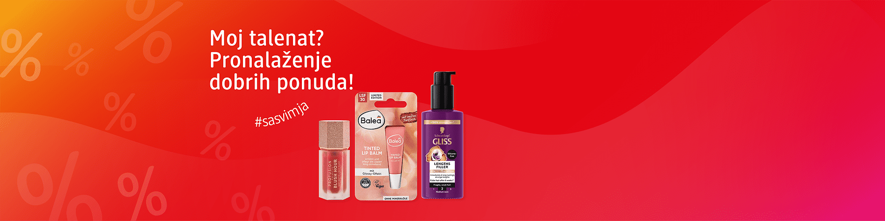 Proizvodi na rasprodaji na crvenoj pozadini