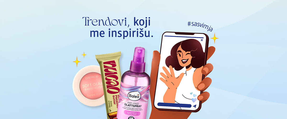 Trendovi koji me inspiriraju, prikaz proizvoda za ljepotu i osoba na video pozivu