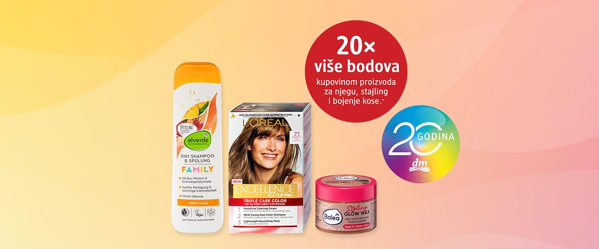 Kutija boje za kosu uz šampon i styling kremu na rozoj pozadini