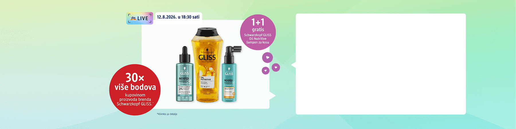 Schwarzkopf GLISS šampon i sprejevi za kosu na promotivnoj pozadini