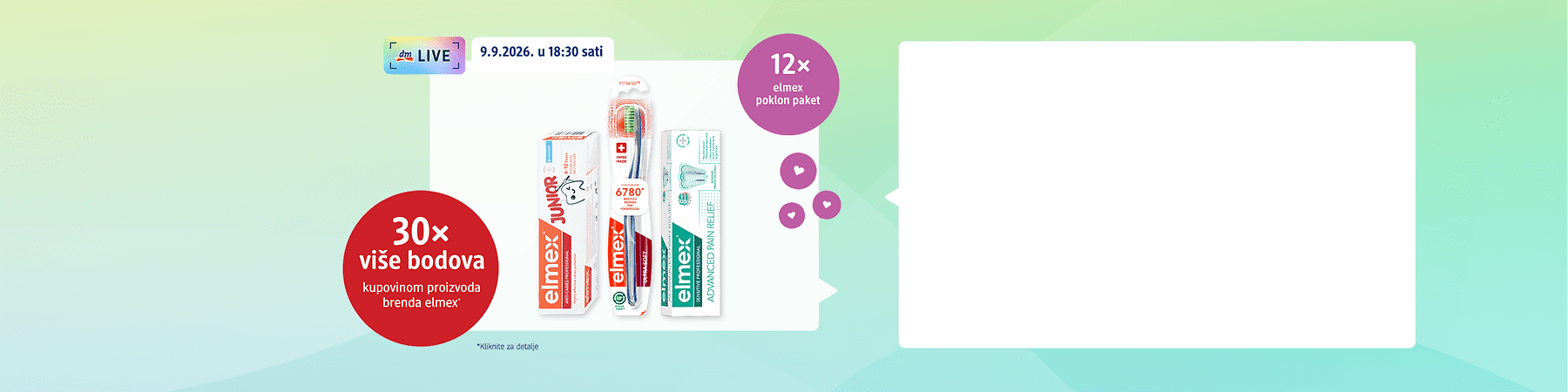 Elmex proizvodi pasta i četkica za zube u promotivnom oglasu