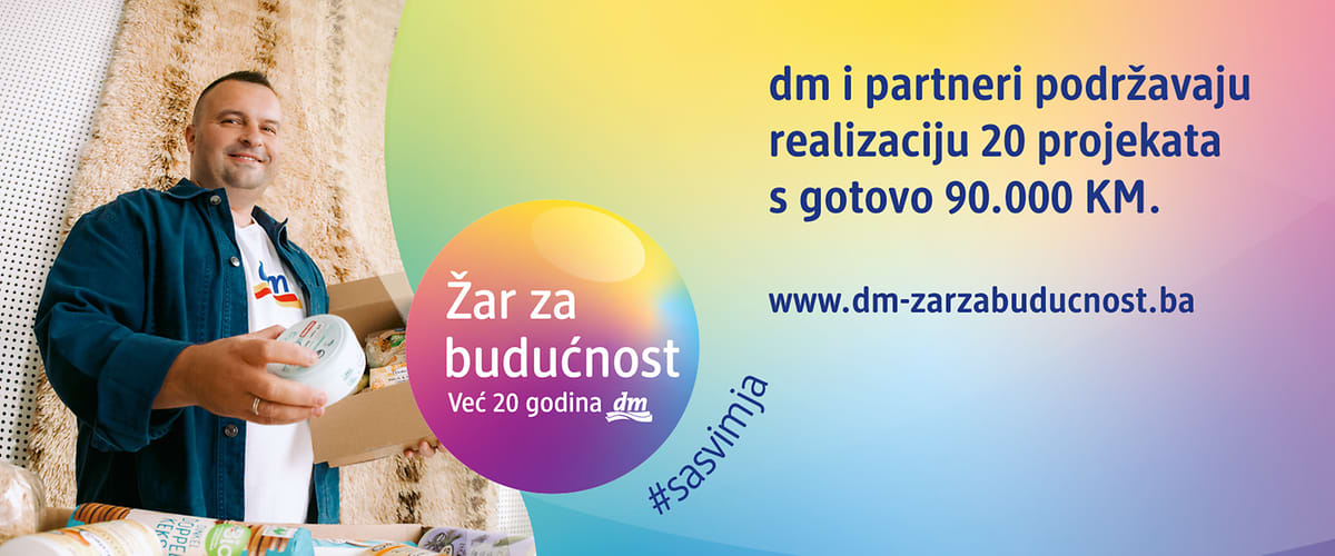 Logo Žar za budućnost na šarenoj pozadini uz tekst i web adresu