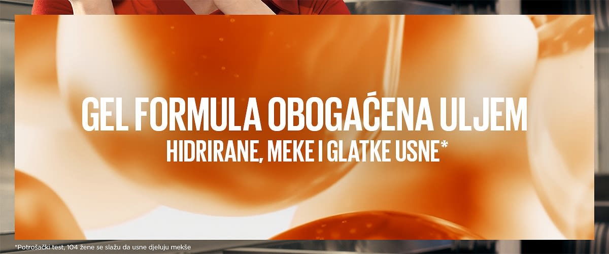 Tekst reklame o formuli obogaćena ulja na narančkastoj pozadini