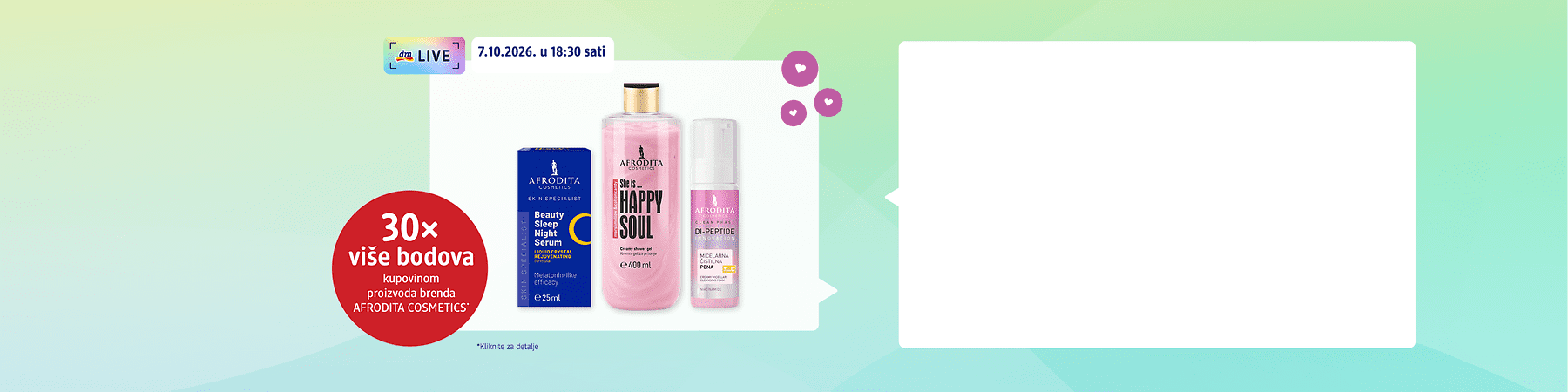 Afrodita cosmetics proizvodi tri bočice kozmetike na svijetloj pozadini
