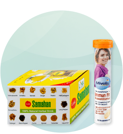 Krabička čaje Samahan a lahvička vitamínů Mivolis