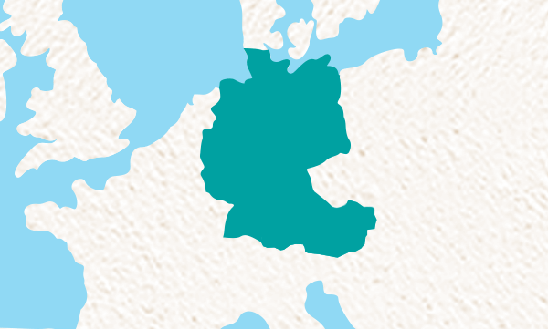 Mapa Německa na světlém pozadí