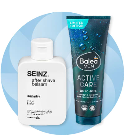 Balzám po holení Seinz a sprchový gel Balea Men Active Care