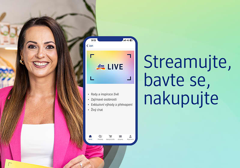 dmLIVE - Streamujte, bavte se, nakupujte
