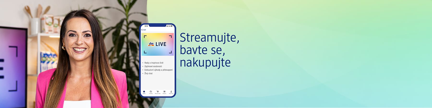 dmLIVE - Streamujte, bavte se, nakupujte