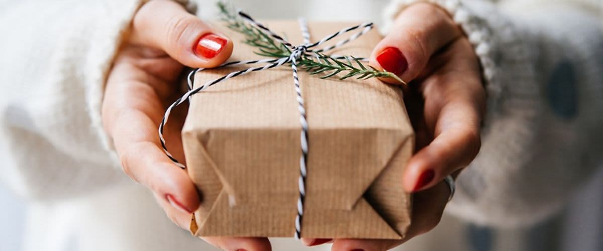 Dárkově zabalený balíček s větvičkou