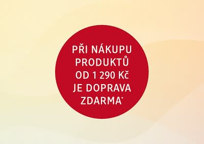 Text na obrázku: Při nákupu produktů od 1290 Kč je doprava zdarma