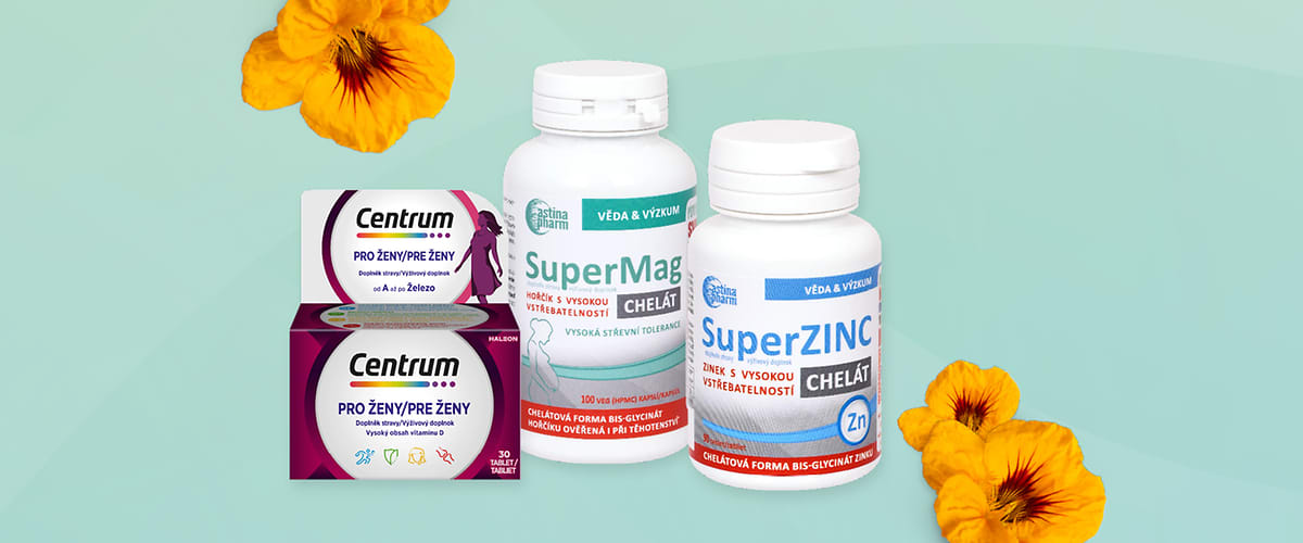 Doplňky stravy pro ženy: Centrum, SuperMag, SuperZINC