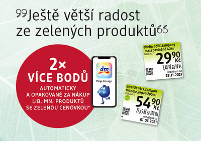 2násobné body za produkty označené zelenou cenovkou