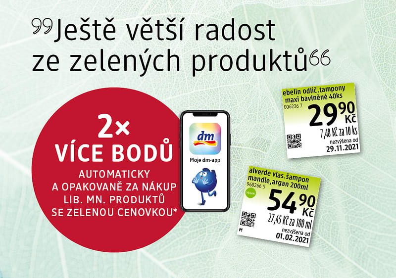2násobné body za produkty označené zelenou cenovkou