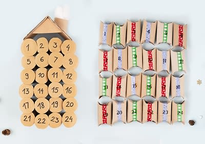 Adventní kalendář z ruliček toaletního papíru 