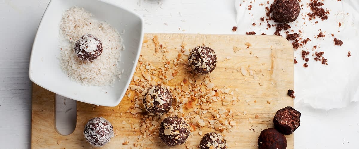 Veganské mandlové čokoládové pralinky 