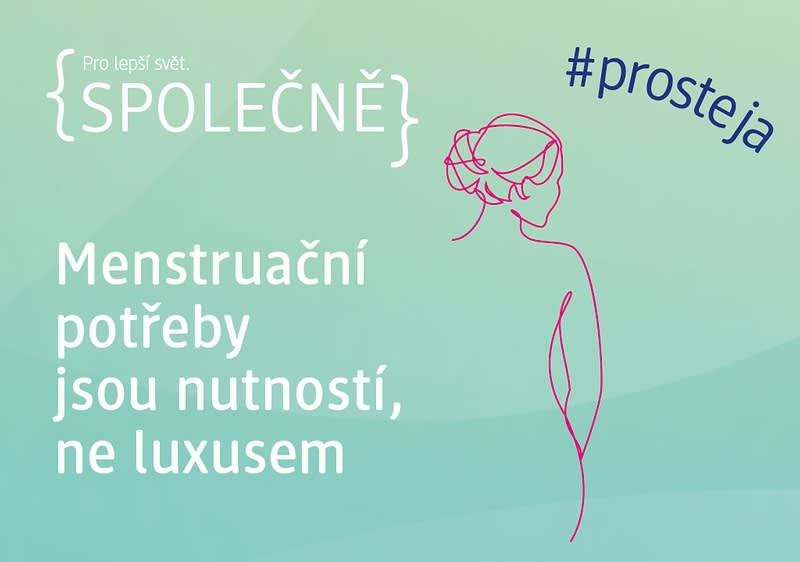 Grafika s textem o menstruaci jako nutnosti, ne luxusu, a ilustrací ženy