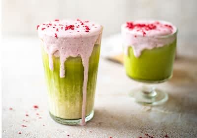 Pink Foam Matcha Latte 