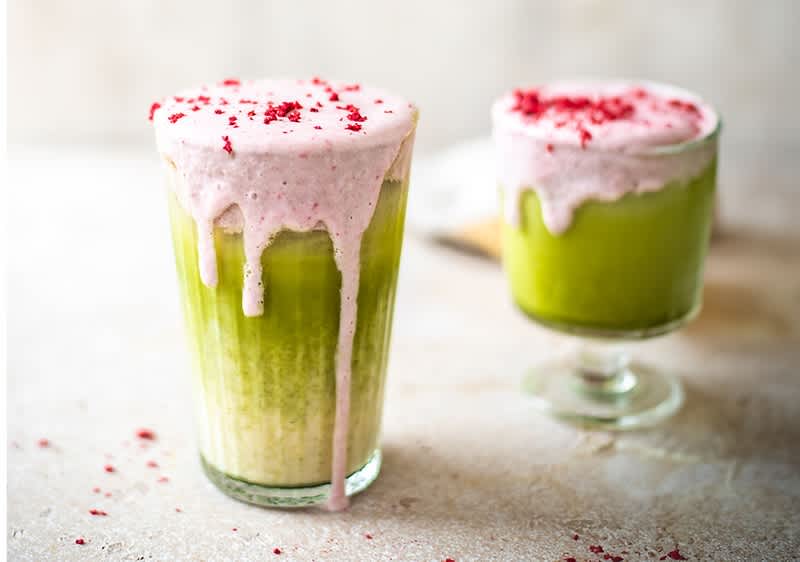 Pink Foam Matcha Latte 