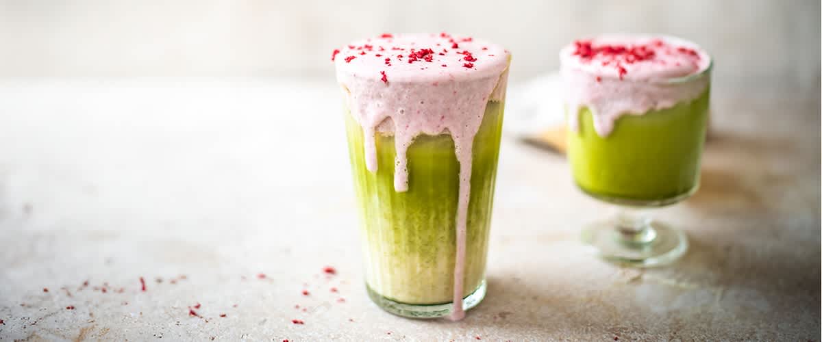 Pink Foam Matcha Latte 
