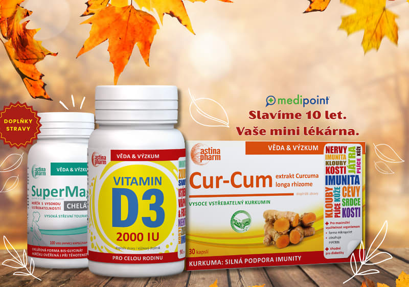 Doplňky stravy: SuperMag, Vitamin D3, Cur-Cum na podzimním pozadí