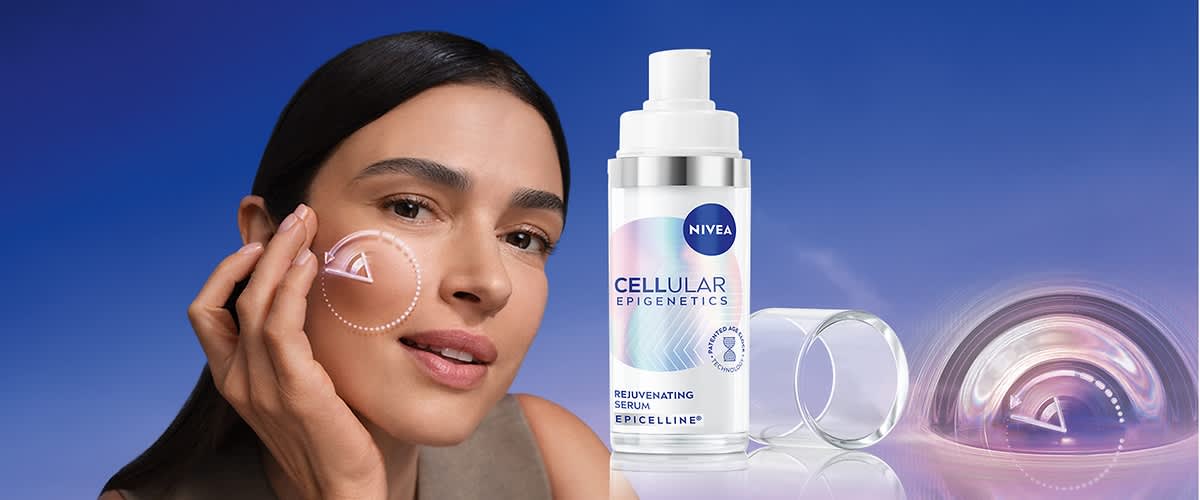 NIVEA Cellular Epigenetics na modrém pozadí