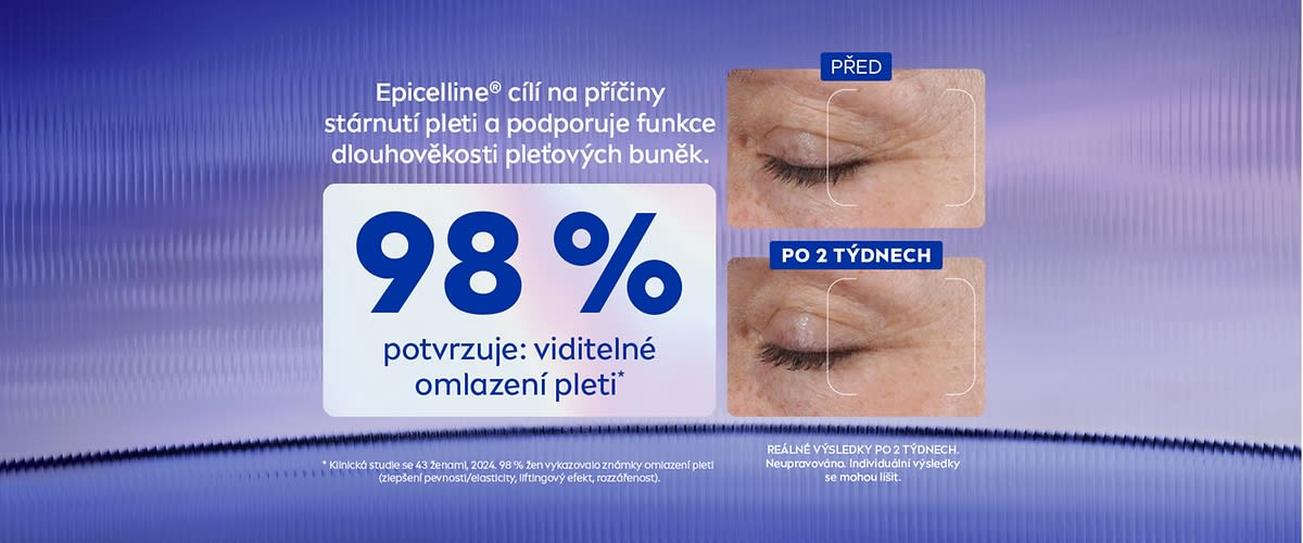 Epicelline cílí na príčiny stárnutí pleti a podporuje funkce dlouhověkosti pleťových buněk.