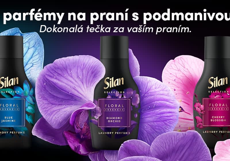 Tři lahve aviváže Silan s květinovými motivy