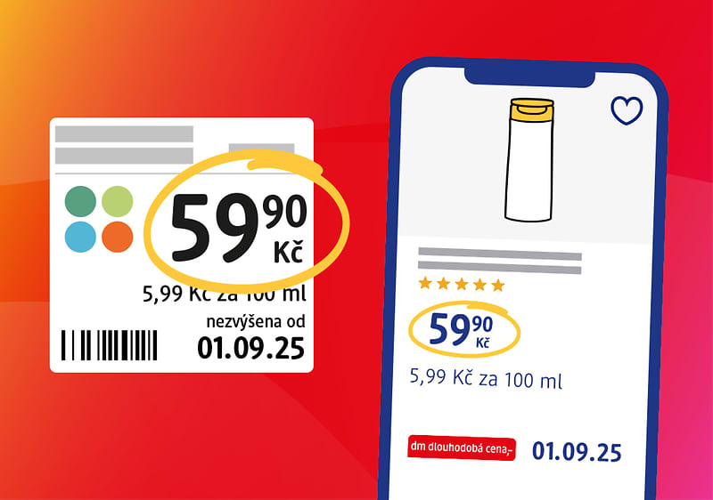 Cena produktu 59,90 Kč na etiketě a mobilní aplikaci