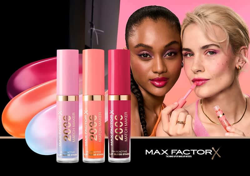 Kosmetické produkty Max Factor s třemi lahvičkami lesku na rty