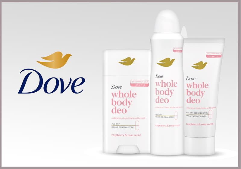 Dove deodoranty s malinovou a růžovou vůní