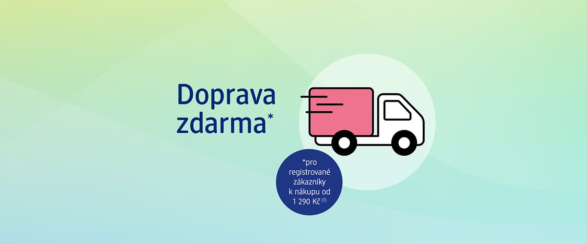 Doprava zdarma pro registrované zákazníky při nákupu od 1290 Kč, obrázek nákladního auta.