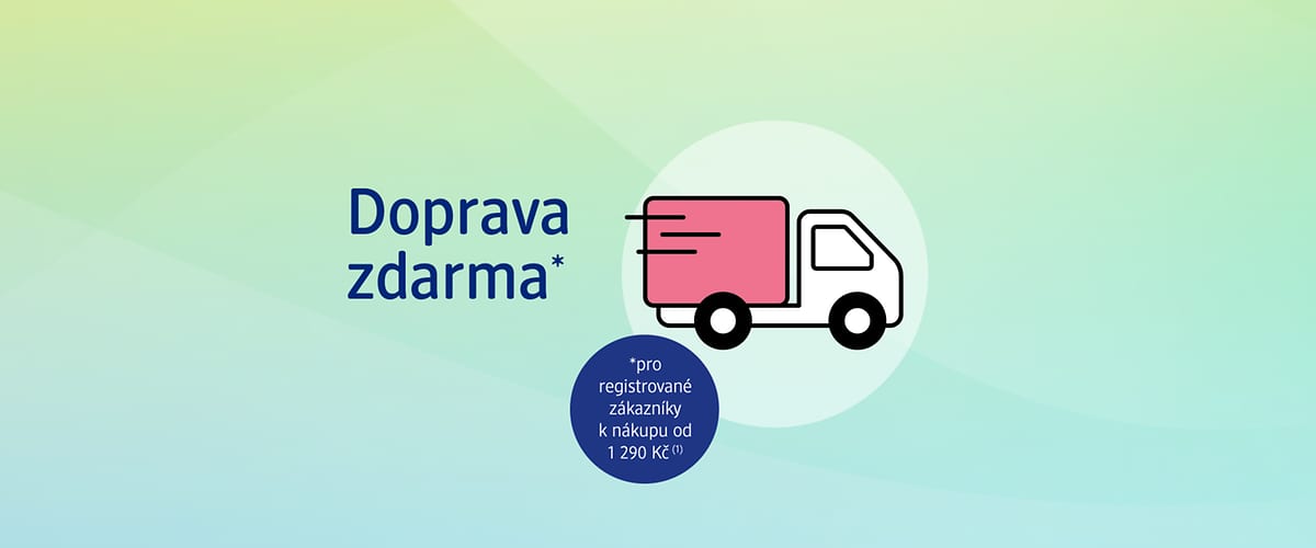 Doprava zdarma pro registrované zákazníky při nákupu od 1290 Kč, obrázek nákladního auta.